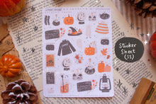 Load image into Gallery viewer, Spooky Autumn Halloween Sticker Sheets, Sticker Flakes, Washi Strips