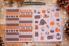Load image into Gallery viewer, Spooky Autumn Halloween Sticker Sheets, Sticker Flakes, Washi Strips