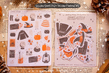 Load image into Gallery viewer, Spooky Autumn Halloween Sticker Sheets, Sticker Flakes, Washi Strips