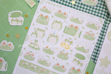 Load image into Gallery viewer, Froggo Frog Sticker Sheets | Froggo Circles Washi & Stars Sticker Sheet - 2 Diff Kinds!