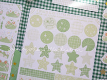 Load image into Gallery viewer, Froggo Frog Sticker Sheets | Froggo Circles Washi & Stars Sticker Sheet - 2 Diff Kinds!