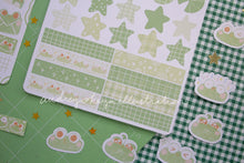 Load image into Gallery viewer, Froggo Frog Sticker Sheets | Froggo Circles Washi & Stars Sticker Sheet - 2 Diff Kinds!