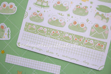 Load image into Gallery viewer, Froggo Frog Sticker Sheets | Froggo Circles Washi & Stars Sticker Sheet - 2 Diff Kinds!