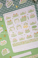 Load image into Gallery viewer, Froggo Frog Sticker Sheets | Froggo Circles Washi & Stars Sticker Sheet - 2 Diff Kinds!