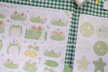 Load image into Gallery viewer, Froggo Frog Sticker Sheets | Froggo Circles Washi & Stars Sticker Sheet - 2 Diff Kinds!