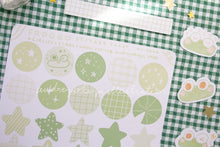 Load image into Gallery viewer, Froggo Frog Sticker Sheets | Froggo Circles Washi & Stars Sticker Sheet - 2 Diff Kinds!