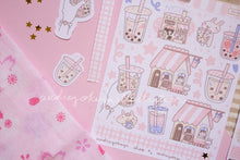 Load image into Gallery viewer, Boba Shop Pink Sticker Sheets | Pink Circles Washi & Ribbons Sticker Sheet - 2 Diff Kinds!