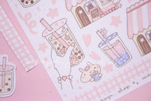 Load image into Gallery viewer, Boba Shop Pink Sticker Sheets | Pink Circles Washi & Ribbons Sticker Sheet - 2 Diff Kinds!