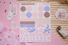Load image into Gallery viewer, Boba Shop Pink Sticker Sheets | Pink Circles Washi & Ribbons Sticker Sheet - 2 Diff Kinds!