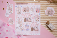 Load image into Gallery viewer, Boba Shop Pink Sticker Sheets | Pink Circles Washi & Ribbons Sticker Sheet - 2 Diff Kinds!