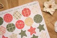 Load image into Gallery viewer, Christmas Circles, Washi Strips, Stars Sticker Sheet