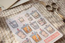 Load image into Gallery viewer, Boba Bubble Tea Sticker Sheet
