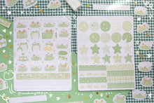 Load image into Gallery viewer, Froggo Frog Sticker Sheets | Froggo Circles Washi & Stars Sticker Sheet - 2 Diff Kinds!