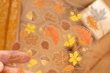 Load image into Gallery viewer, Autumn Leaves and Stamps Clear Stickers
