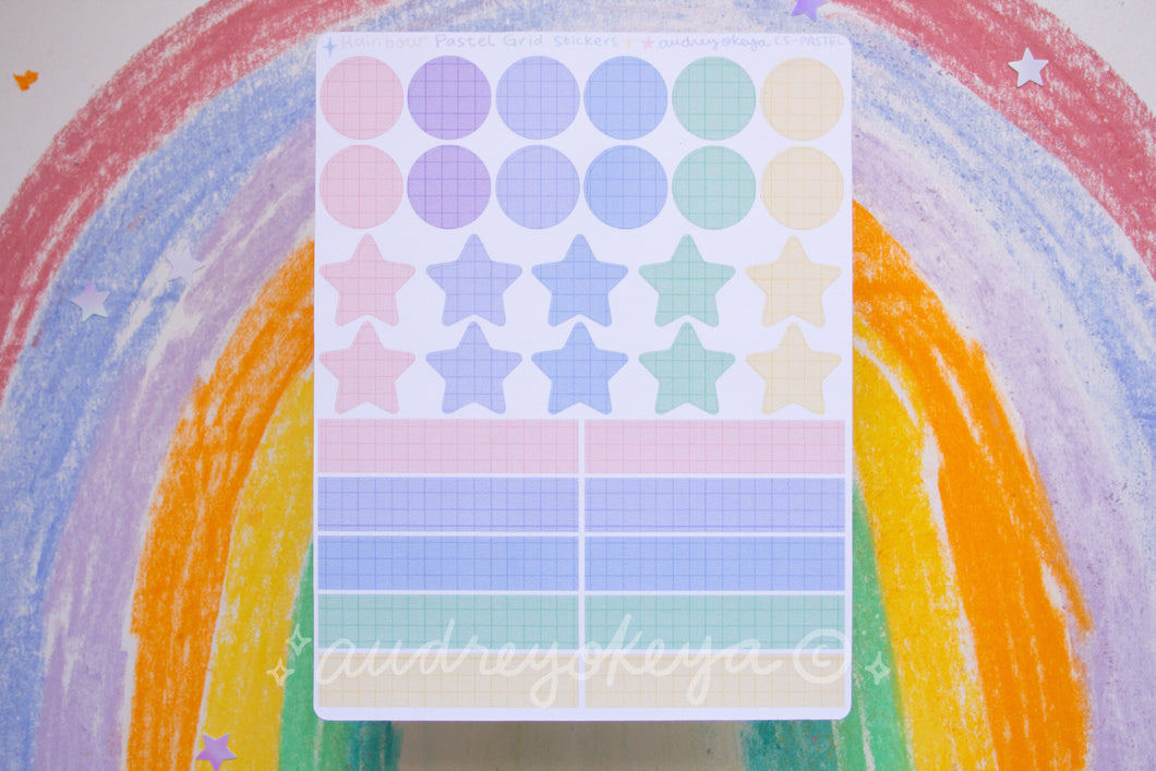 Rainbow Pastel Grid Sticker Sheet