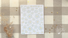 Load image into Gallery viewer, Die-cut Daisies Sticker Sheet in Light Pastel Green Color
