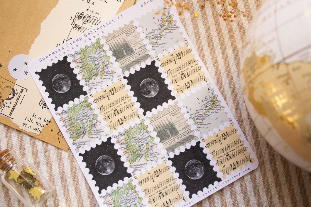 Ephemera Stamps & Maps Sticker Sheets