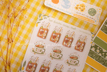 Load image into Gallery viewer, Tea Drinks Lemon Sticker Sheets| Yellow Green Washi Strips Sticker Sheets - 2 Diff Kinds!
