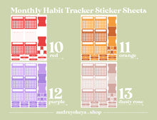 Load image into Gallery viewer, Monthly Habit Tracker Sticker Sheets | 13 Different Colors
