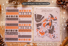 Load image into Gallery viewer, Spooky Autumn Halloween Sticker Sheets, Sticker Flakes, Washi Strips
