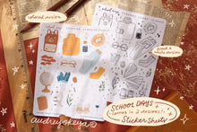 Load image into Gallery viewer, School Days Autumn Sticker Sheet / BW Sticker Sheet
