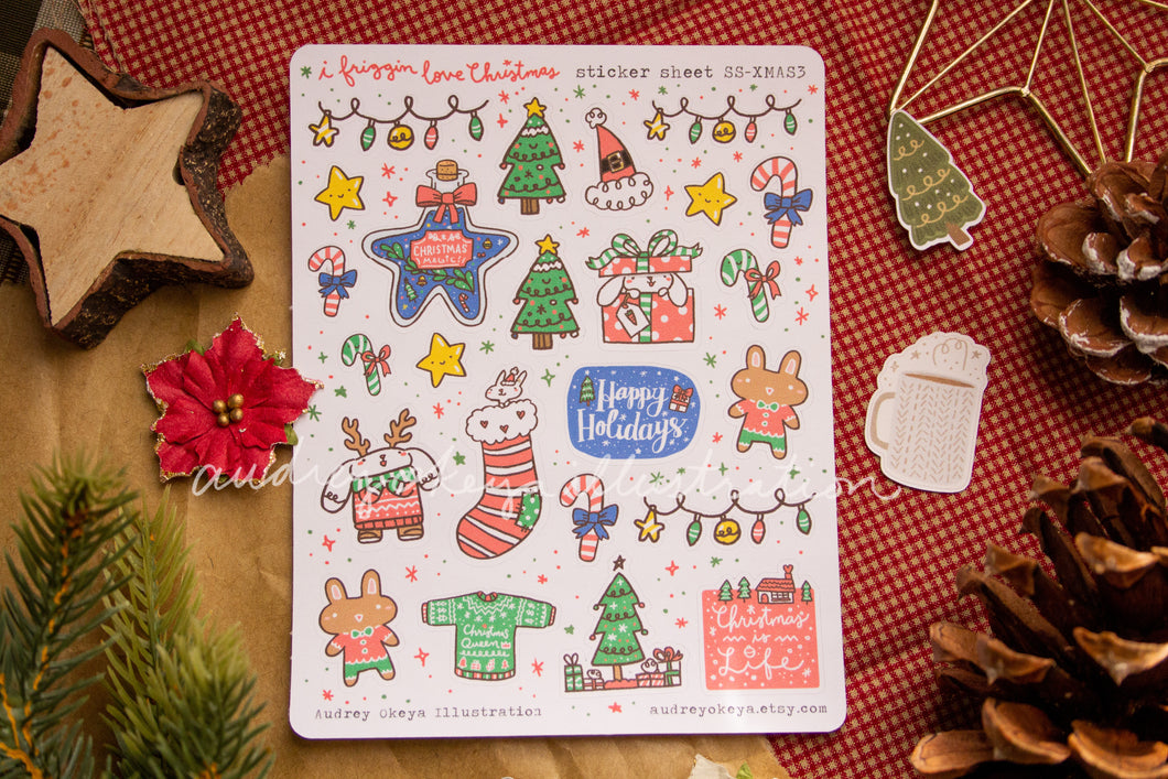 i friggin love Christmas Sticker Sheet | Holiday Sticker Sheet