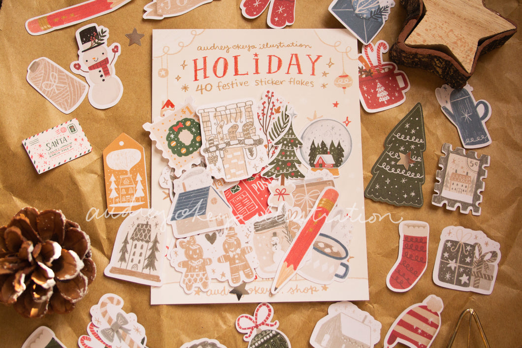 Holiday Christmas Die-Cut Sticker Flakes