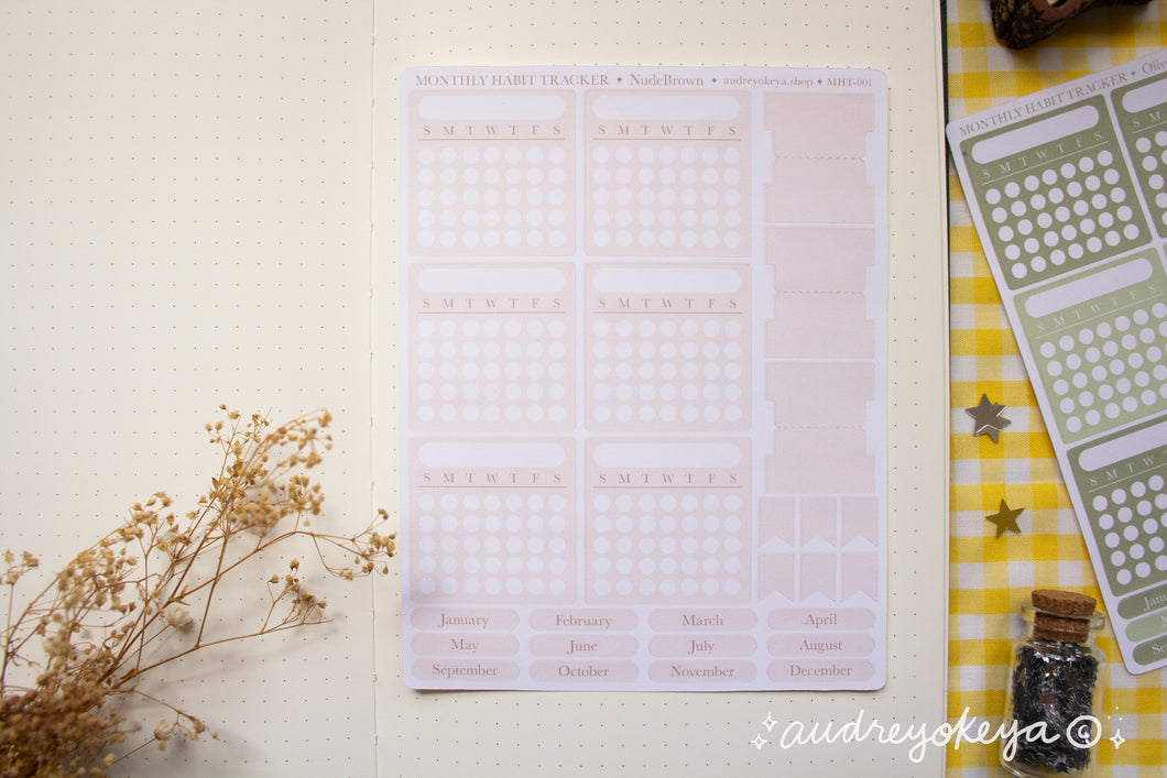 Monthly Habit Tracker Sticker Sheets | 13 Different Colors
