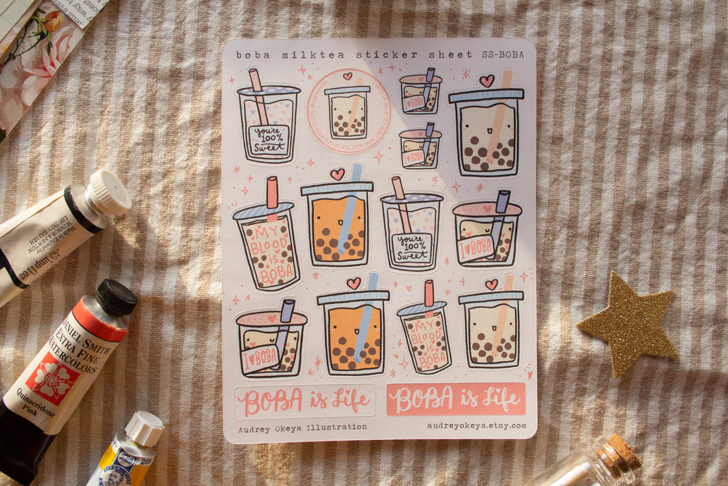 Boba Bubble Tea Sticker Sheet