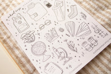 Load image into Gallery viewer, School Days Autumn Sticker Sheet / BW Sticker Sheet
